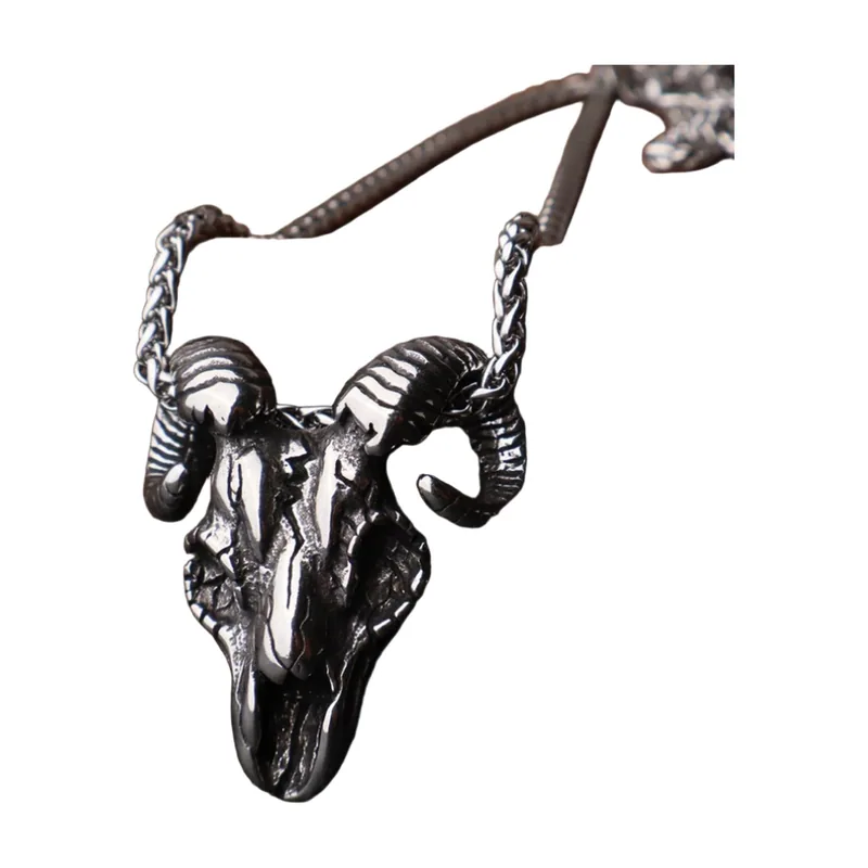 Stierschädel Anhänger mit Kette, 316L Edelstahl