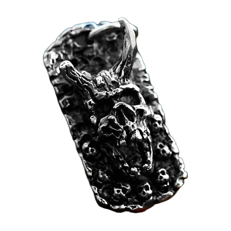 Collana con Pendente Teschio e Fulmine, Acciaio Inossidabile