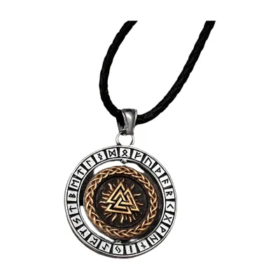 Pendente Bussola Vegvisir Rotante con Valknut, Acciaio Inossidabile