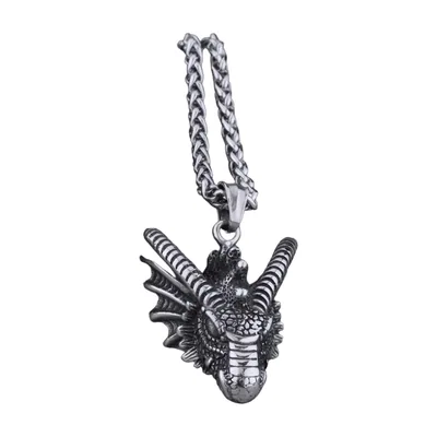 Collier Pendentif Tête de Dragon, Acier Inoxydable