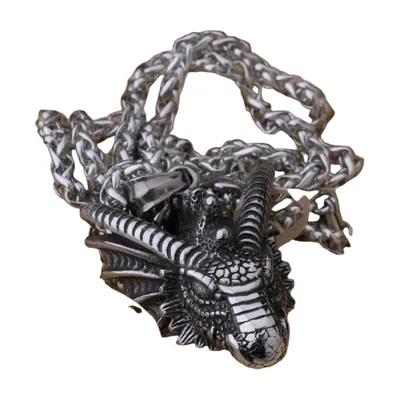 Collier Pendentif Tête de Dragon, Acier Inoxydable 316L