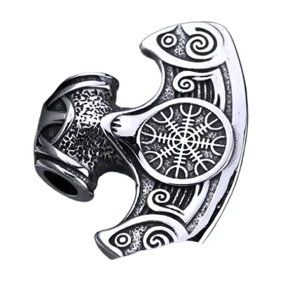 Mjölnir Thors Hammer Anhänger mit Panzerkette, Edelstahl