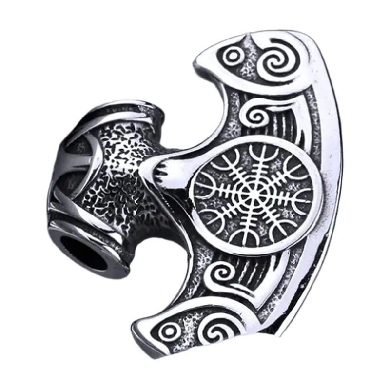 Mjölnir Thors Hammer Anhänger mit Panzerkette, Edelstahl