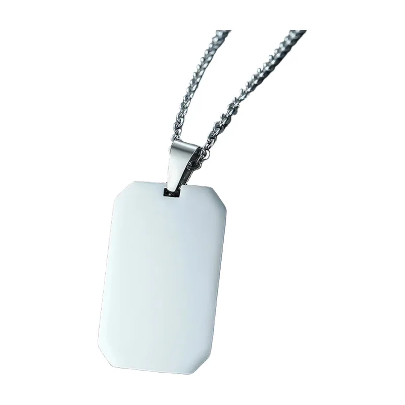 Colgante de Doble Placa Militar con Cadena, Acero Inoxidable