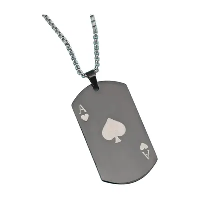 Colgante Dog Tag con Motivo de As de Picas, Acero Inoxidable