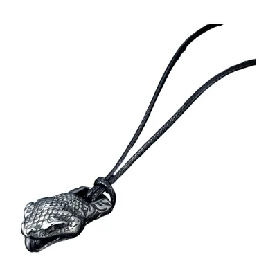 Pendentif Tête de Serpent avec Cordon, Acier Inoxydable 316L