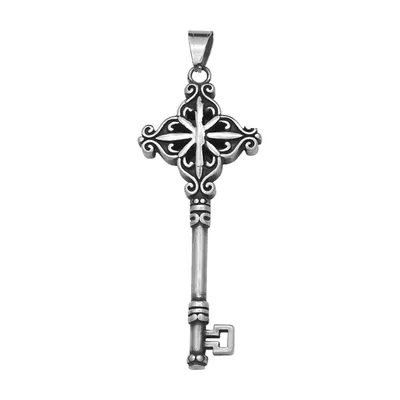 Collier Pendentif Clé Gothique, Acier Inoxydable