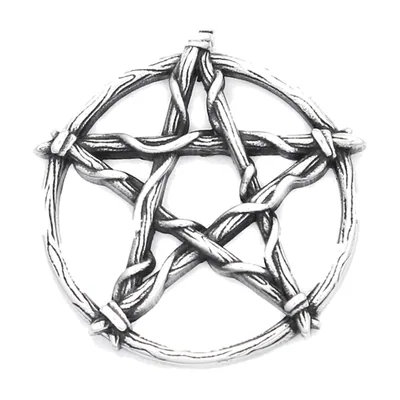 Collier Pentagramme avec Détails de Branches, Acier Inoxydable
