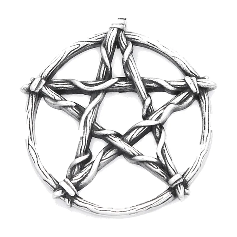 Pentagramm-Anhänger mit Ast-Struktur, Edelstahl