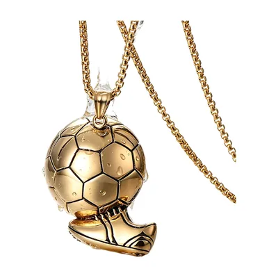 Colgante de Fútbol y Bota con Cadena Curb, Acero Inoxidable