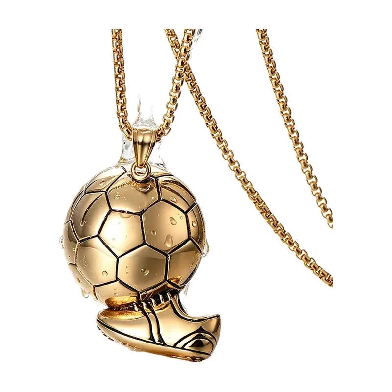 Pendente Calcio e Scarpa con Catena Curb, Acciaio Inossidabile