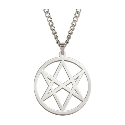 Thelema Unikursaler Hexagramm Anhänger mit Panzerkette, Edelstahl