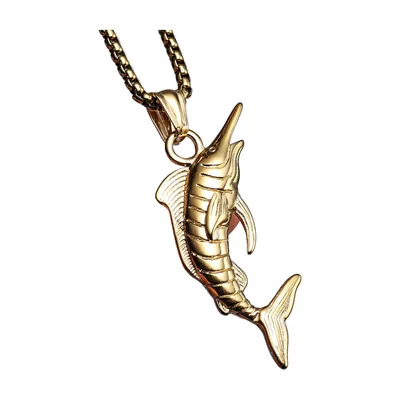 Schwertfisch Anhänger mit Panzerkette, Edelstahl