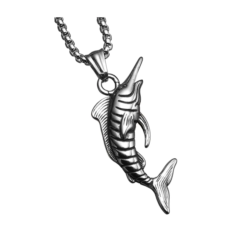 Collier avec Pendentif Espadon et Chaîne, Acier Inoxydable