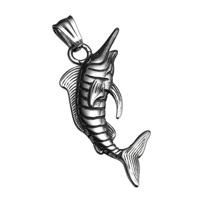 Marlin Schwertfisch Anhänger mit Kette, Edelstahl