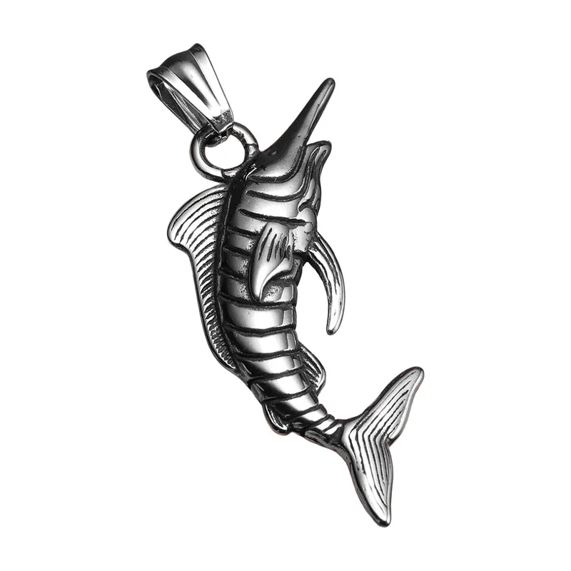 Marlin Schwertfisch Anhänger mit Kette, Edelstahl