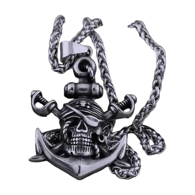 Colgante de Calavera Pirata y Espadas Cruzadas, Acero Inoxidable
