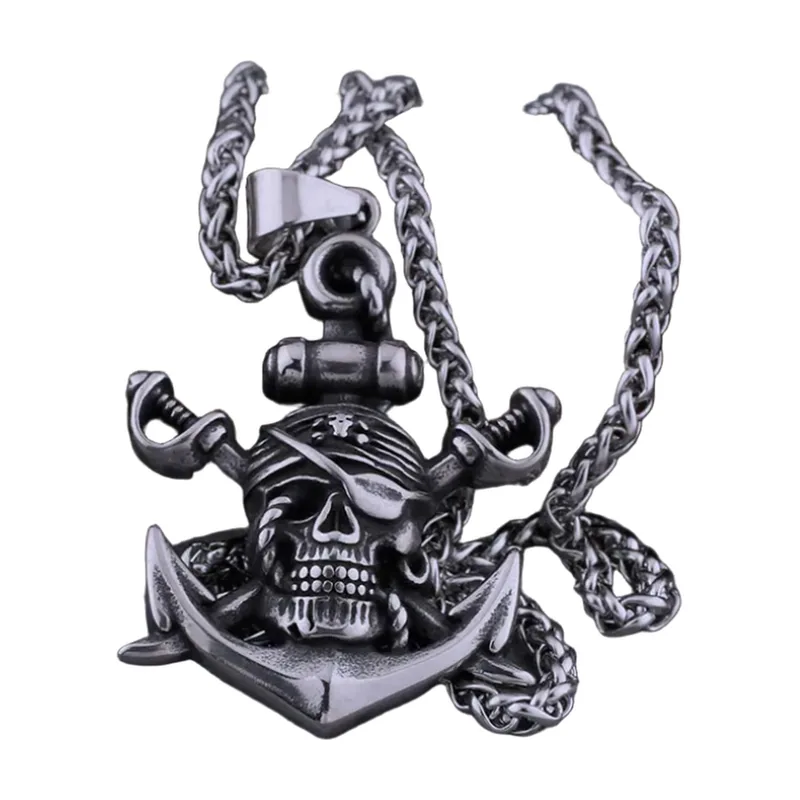 Pendente Teschio Pirata e Spade Incrociate, Acciaio Inossidabile