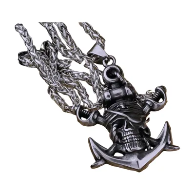Colgante de Calavera y Espadas Cruzadas con Cadena, Acero Inoxidable