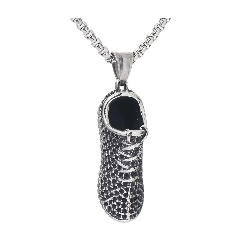 Collier Pendentif Sneaker avec Zirconia, Acier Inoxydable