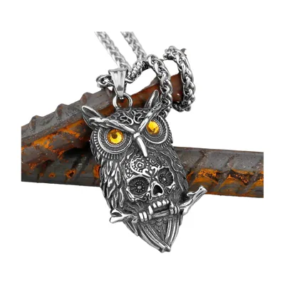 Pendentif Crâne d'Aigle avec Valknut, Acier Inoxydable