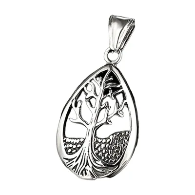 Yggdrasil Lebensbaum Anhänger mit Kette, Edelstahl