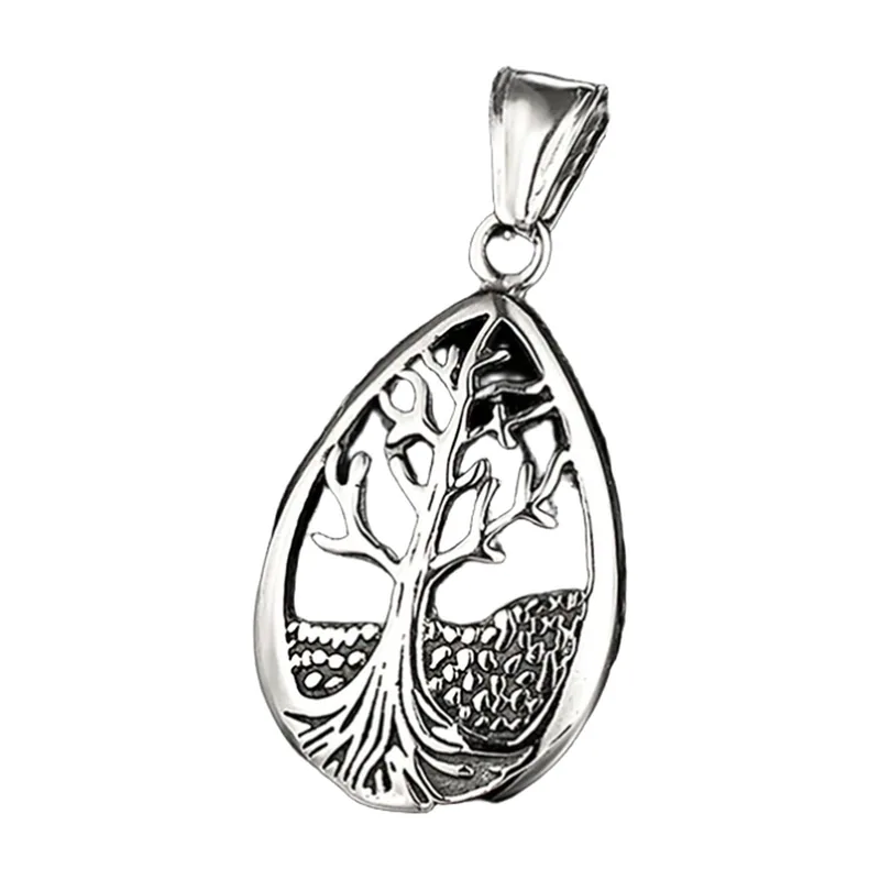 Yggdrasil Lebensbaum Anhänger mit Kette, Edelstahl