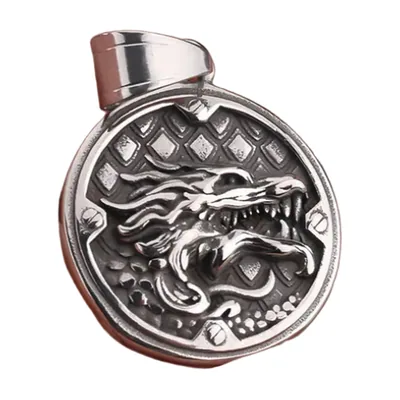 Collier Pendentif Dragon Ouroboros, Acier Inoxydable 316L