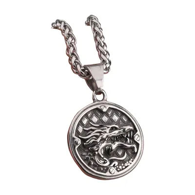 Collier Pendentif Dragon Ouroboros, Acier Inoxydable