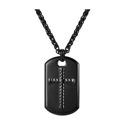 Colgante Dog Tag con motivo de Cruz, Acero Inoxidable