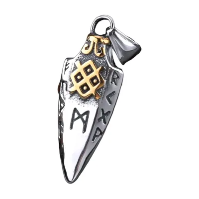 Colgante de Lanza Vikinga con Runas, Acero Inoxidable