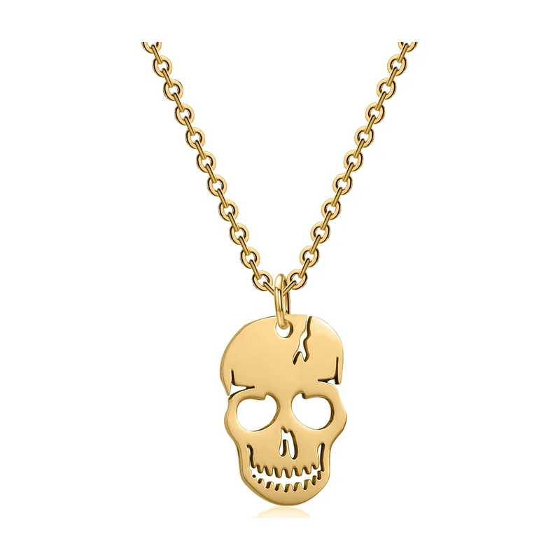 Colgante de Calavera con Cadena, Acero Inoxidable