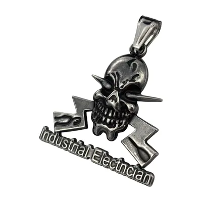 Collier Pendentif Crâne et Éclair, Acier Inoxydable