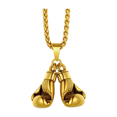 Pendentif Gants de Boxe avec Chaîne Épi, Acier Inoxydable