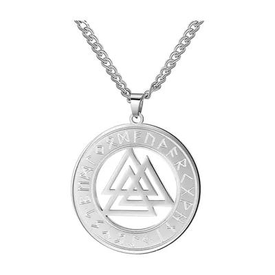 Wikinger Valknut Anhänger mit Runen-Inschriften, Edelstahl