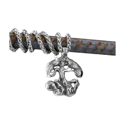 Pendente Yggdrasil Albero della Vita Rotante con Rune, Acciaio Inox