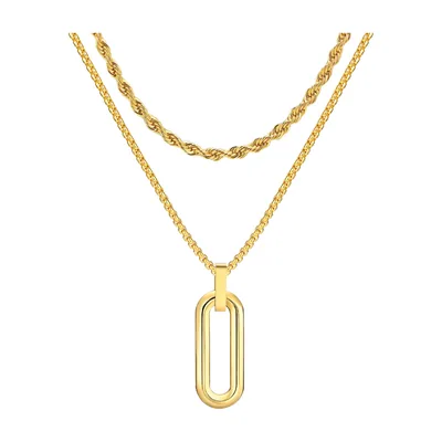 Geometrischer Oval-Anhänger mit Kette, 316L Edelstahl