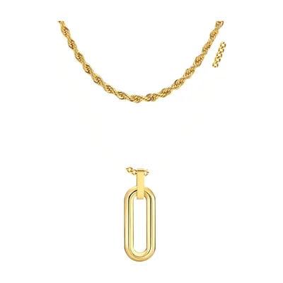 Collier avec Pendentif Oval Géométrique, Acier Inoxydable 316L