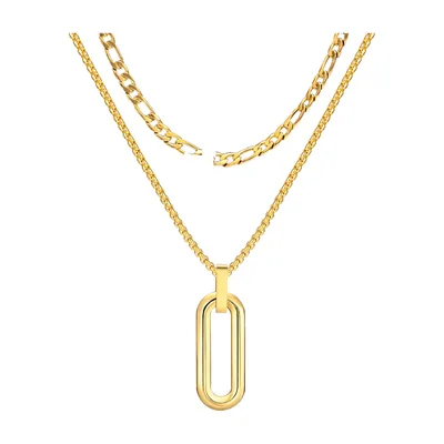 Geometrischer Oval-Anhänger Kette, 316L Edelstahl