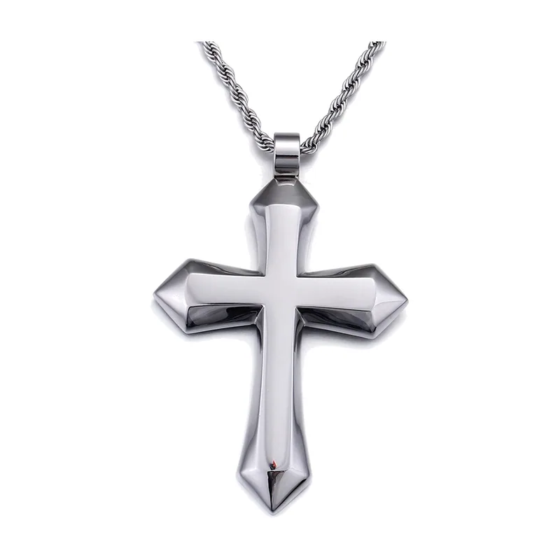 Collier avec Pendentif Croix et Chaîne Maille, Acier Inoxydable