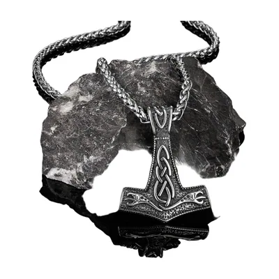 Pendentif Mjolnir Marteau de Thor avec Nœud Celtique, Acier Inoxydable