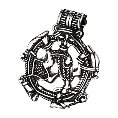 Collier Loki avec Runes et Nœuds Nordiques, Acier Inoxydable