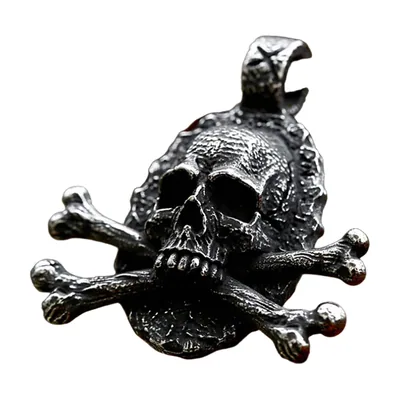 Collana con Pendente Teschio e Ossa Incrociate, Acciaio Inossidabile 316L