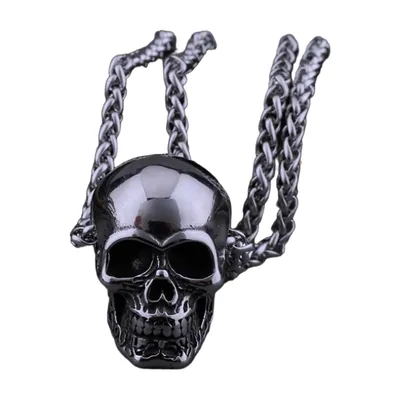 Collier Pendentif Tête de Mort avec Chaîne, Acier Inoxydable