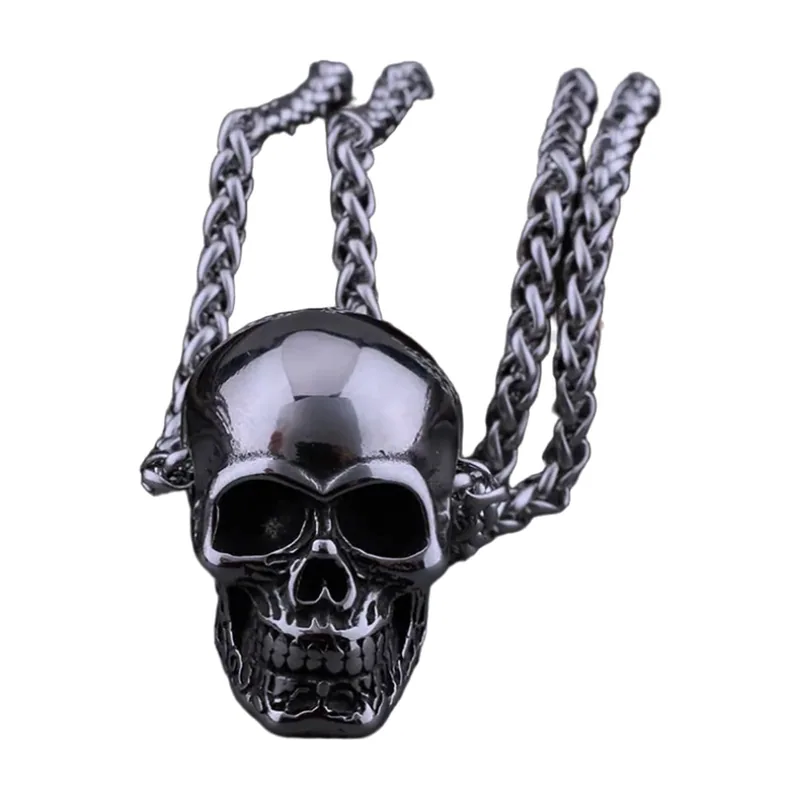 Colgante de Calavera con Cadena de Cuerda, Acero Inoxidable