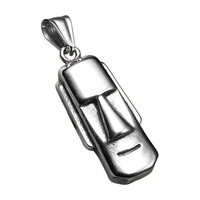 Collana con Ciondolo Statua Moai, Acciaio Inossidabile 316L