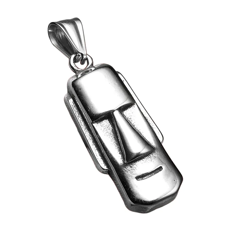 Collier avec Pendentif Statue Moaï, Acier Inoxydable 316L
