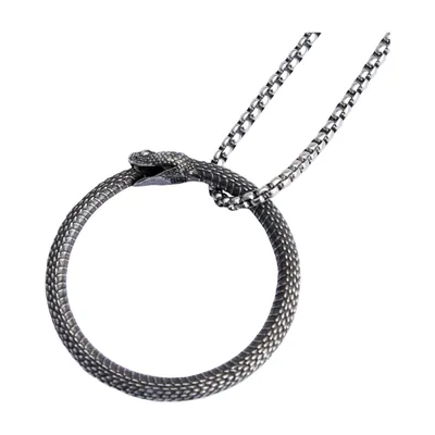 Ouroboros Schlangen-Anhänger mit Boxkette, Edelstahl