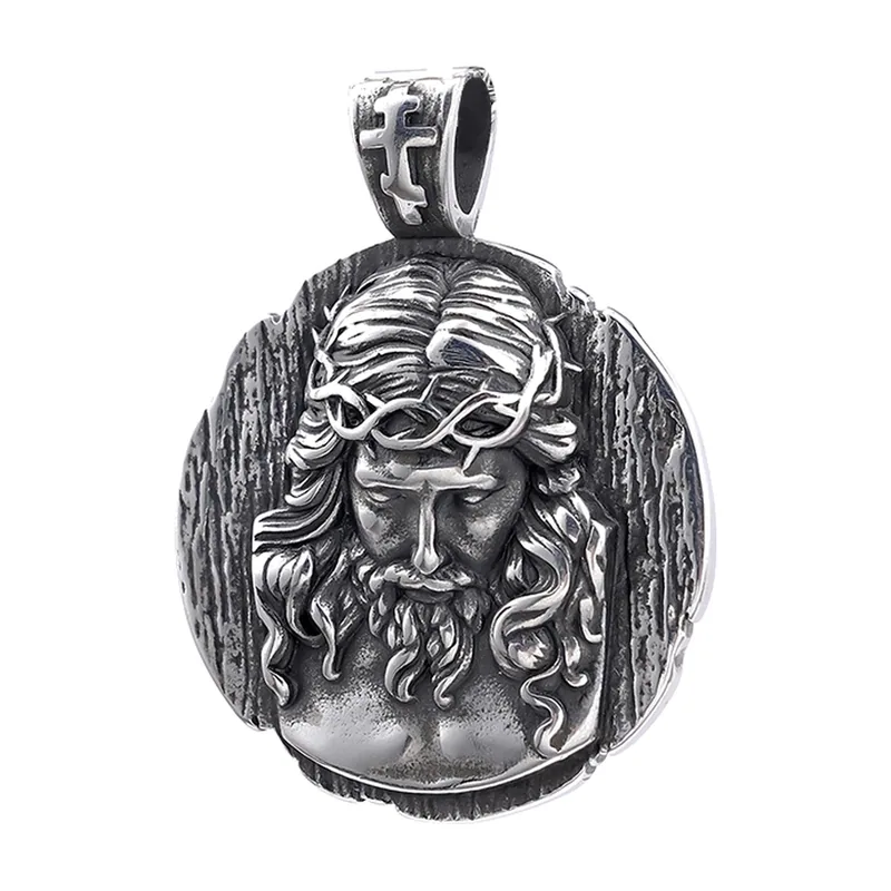 Pendentif Médaillon Jésus-Christ avec Chaîne, Acier Inoxydable