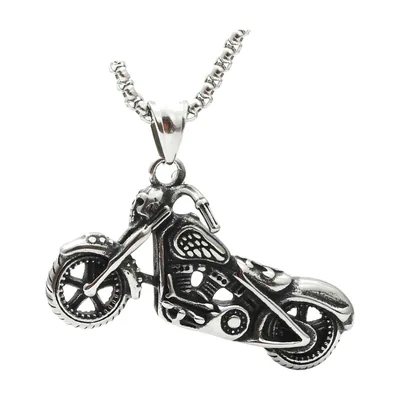 Motorrad Chopper Anhänger mit Panzerkette, Edelstahl